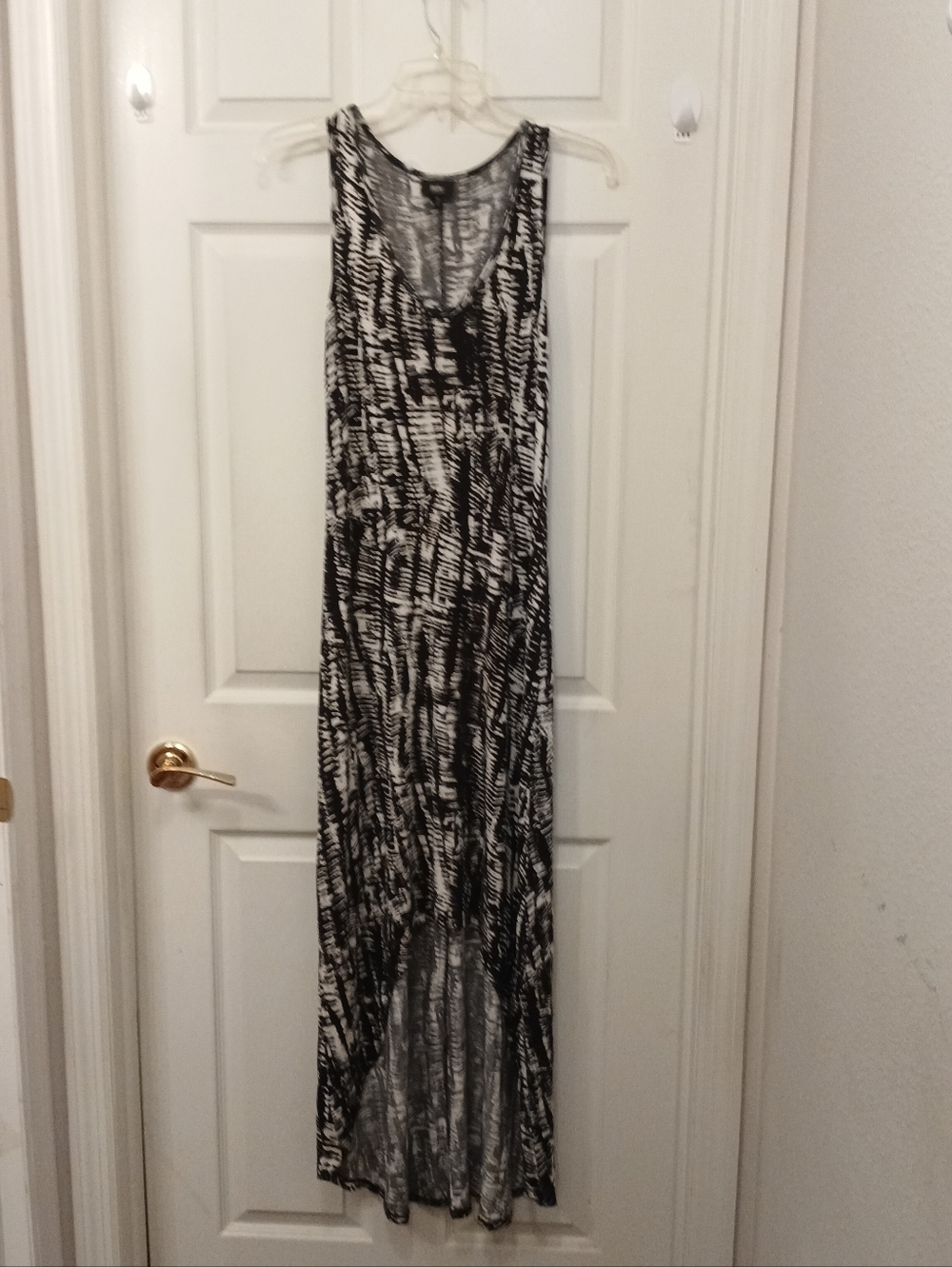 Mossimo High Low  Maxi Dress Women's Size XS Black White Geometric Print Goth